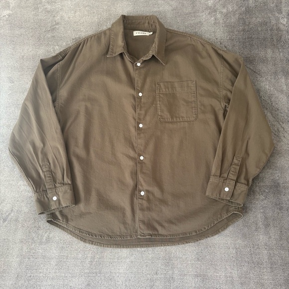 Frame Men's M Khaki Twill Button Down Shirt - Picture 2 of 14